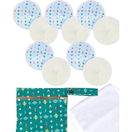 Nursing Pads - Breast Pads for Leaking Milk - Reusable & Washable Breastfeeding Pads - Stay Dry Longer - Almohadillas y Protectores de Lactancia - Viscose derived from Bamboo - 10 Pads
