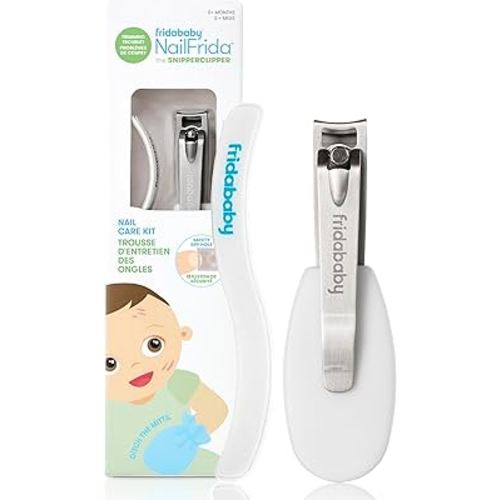 Frida Baby NailFrida Baby Nail Clippers & Nail File & Buffer for Newborns and Up, Safety Spyhole, Nickel Free, Curved Clipper to Fit Babies Nails