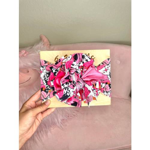 Head Wrap Baby Shredded Pom Hair bow | Infant Baby Hair bow Pink Cowgirl Trendy Western Head Wrap