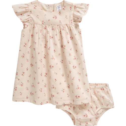Baby Flutter Sleeve Dress & Bloomers, 6M, Pink Morganite Coastal Floral