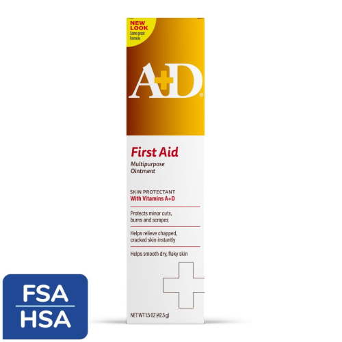 A+D First Aid Ointment, Dry Skin Moisturizer and Skin Protectant with Vitamin A&D, 1.5oz HSA/FSA Eligible