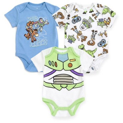 Disney Toy Story Newborn Baby Boys 3 Pack Cosplay Bodysuits White / Blue Newborn