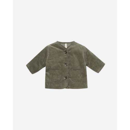 Quilted V-Neck Button Jacket || Forest