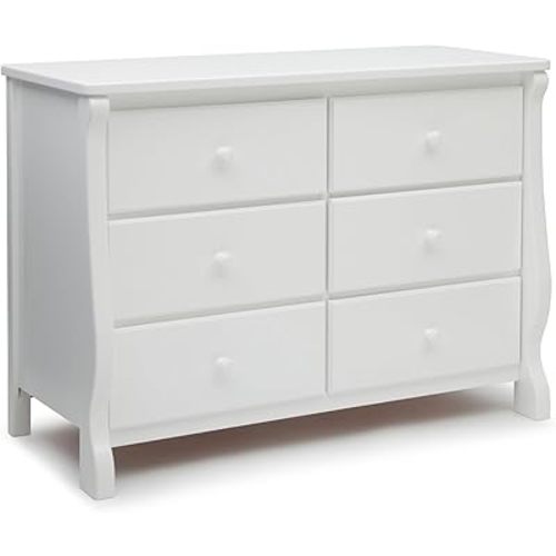 Delta Children Universal 6 Drawer Dresser with Interlocking Drawers - Greenguard Gold Certified, White