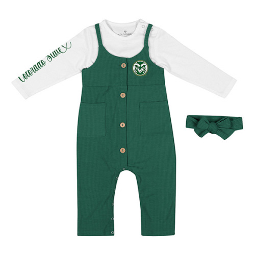 CSU Rams Green Infant Overalls Romper set