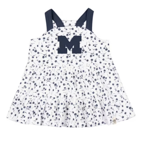 Colosseum Michigan Wolverines Baby Girls Robin Short Sleeve Dress - NAVY