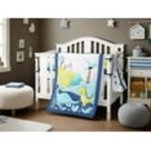 Green Dino 3 Piece Crib Bedding Set for Baby Boys, Nursery Set by Heseam
