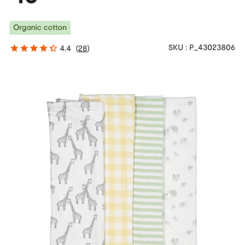 4 Pack Organic Cotton Burping Cloths
