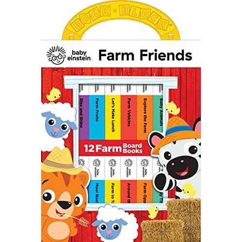 Baby Einstein - Farm Animals My First Library 12 Board Book Set - First Words, Opposites, and More Baby Books - PI Kids