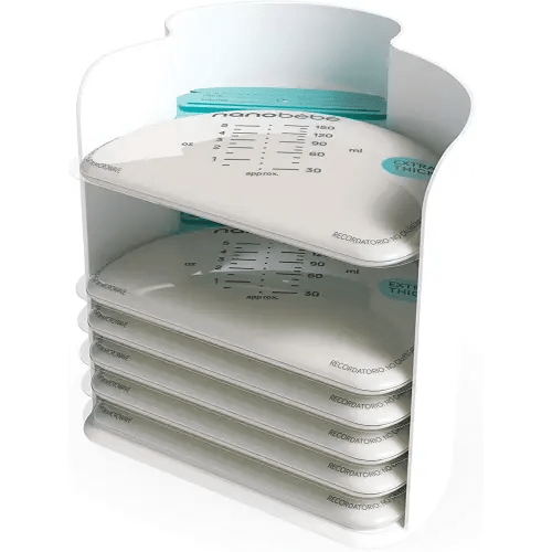 Nanobebe 25 Breastmilk Storage Bags & Organizer – Fast, Even Thawing & Warming Breastmilk Bags, Save Space & Track Pumping – Freezer & Fridge Breastfeeding Supplies
