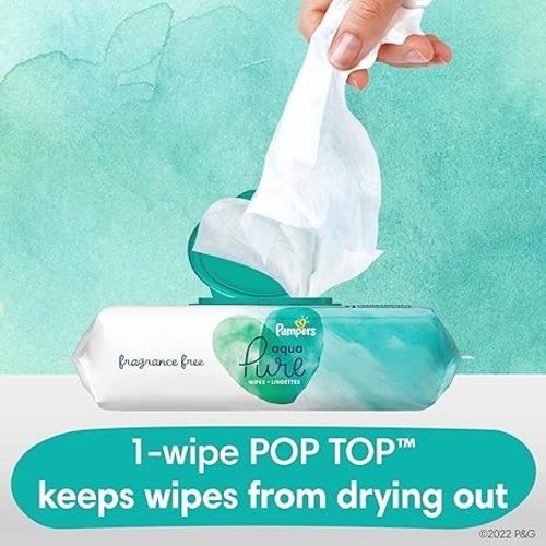 Pampers Aqua Pure Sensitive Baby Wipes - 336 Count, 99% Water, Hypoallergenic, Unscented