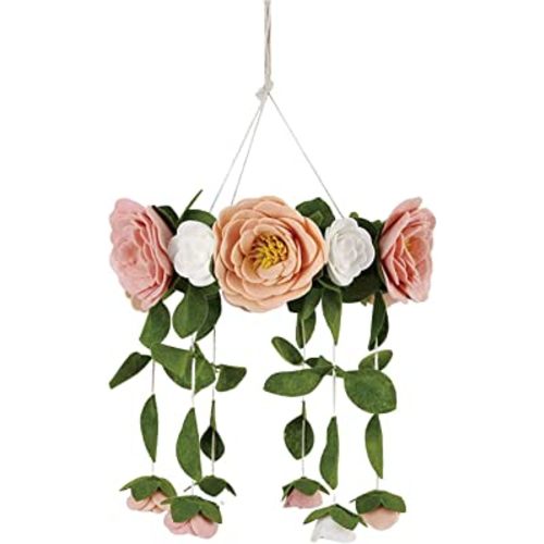 Sorrel + Fern Rose Flower Baby Crib Mobile (Felt Rose) - Baby Shower Gift Nursery Decorations - Handmade Floral Decor - for Girls