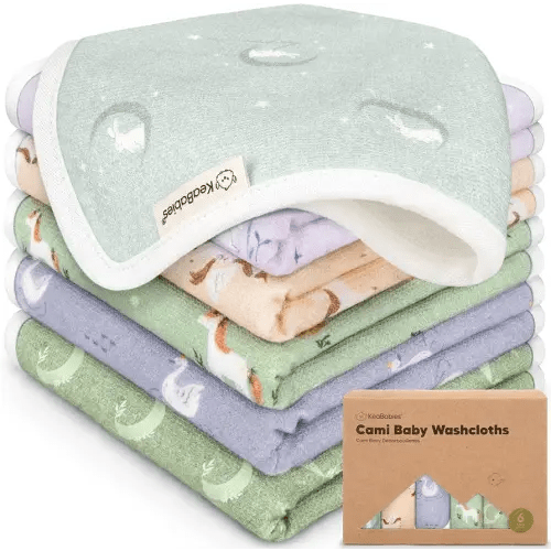 6-Pack Cotton Baby Washcloths for Newborn - Organic Cotton Muslin Soft Wash Cloths for Babies, Infant, Kids, Toddler Towels for Boy, Girl, Super Absorbent Face Cloths, Scratch-free Baby Rags (Lunaris)