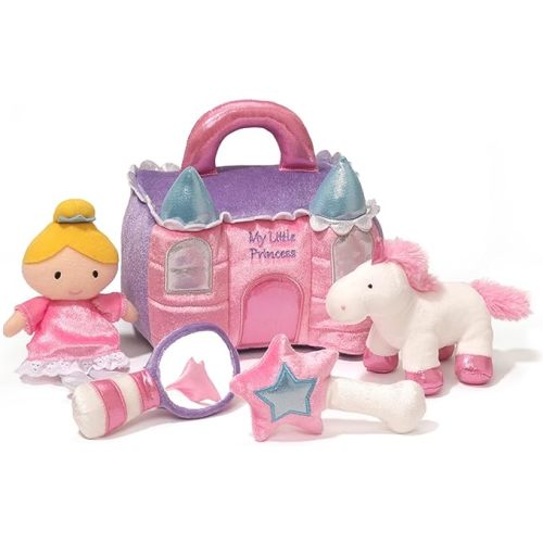 Baby GUND Play Soft Collection, Princess Castle 5-Piece Plush Playset with Rattle, Squeaker and Crinkle Plush Toys, Sensory Toy for Babies and Newborns, 7”