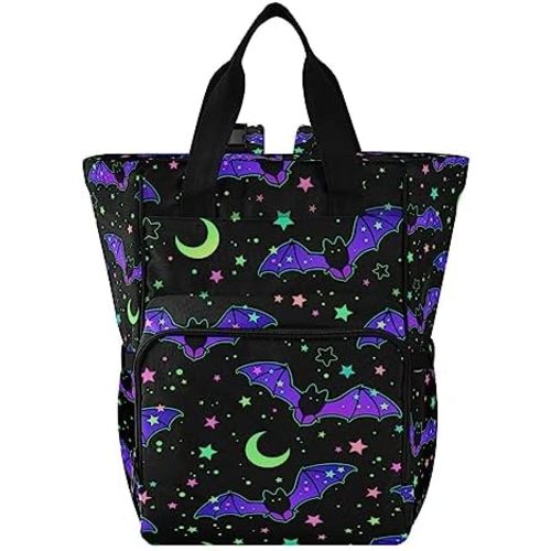 MNSRUU Diaper Bag Magic Galaxy Bat Diaper Bag Backpack Multifunction Travel Diaper Bag Tote Large Capacity Diaper Changing Backpacks for Moms Dads