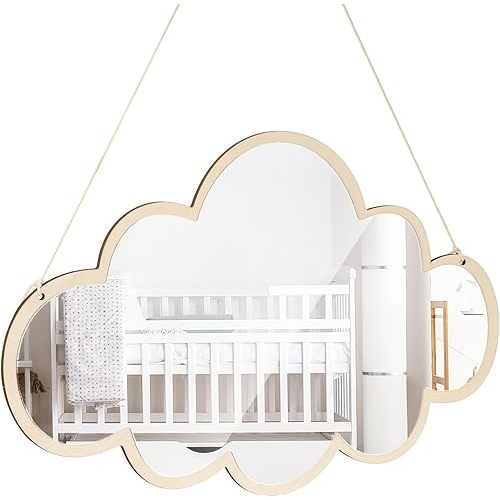 Mirror Cloud Wooden Mirror Cartoon Safety Shatterproof Mirror Wall Sticker Nordic Bedroom Nursery Decoration Mirror