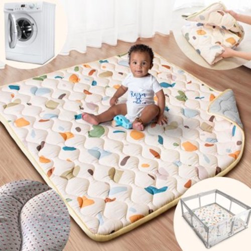 Beavtaens Baby Play Mat for Floor, Fits 50x50 Playpen, Super Soft, Non-Slip, for Ages 0-4 (Boho)