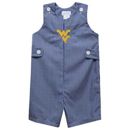 Infant Vive La Fete Navy West Virginia Mountaineers Gingham Jon Jon Romper