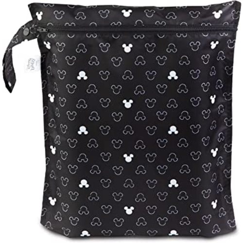 Bumkins Waterproof Wet Bags for Baby, Disney Mickey Mouse, Travel, Swimsuit, Cloth Diapers, Pump Parts, Gym Clothes, Toiletries, Strap to Stroller, Zipper Reusable Bag