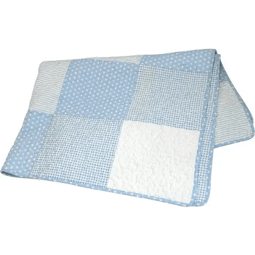 Stephan Baby Heirloom-Quality Pieced Crib Quilt, Blue and White Vintage Dot