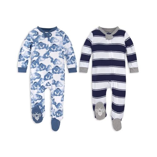 Burt's Bees Baby Boys' Organic Cotton Loose Fit Sleep and Play One-Piece Zip Front Footed Pajamas