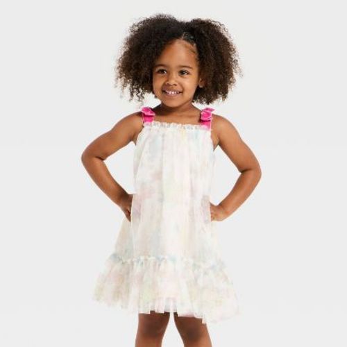 Toddler Girls' Disney Princess Floral Tulle Dress - Ivory 3T