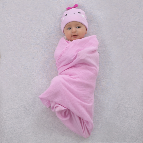Parent's Choice Pink, Ghost, Muslin Swaddle Beanie Set, Infant Girl