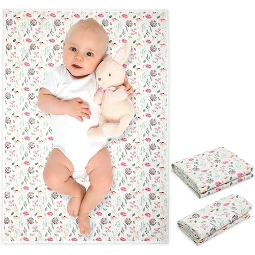 Vegan Leather Baby Changing Mat - Wipeable Portable Changing Pad, Foldable Travel Changing Mat for Baby, Newborns Toddlers Shower Gifts (Colorful Floral,20"*28")
