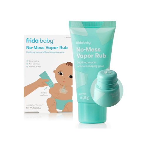 Frida Baby No-Mess Vapor Rub, Baby Vapor Rub for Chest, Neck, Back + Foot,Non-staining, Petroleum-Free Hands-Free Applicator Tube, Soothing Eucalyptus & Lavender for Sleep