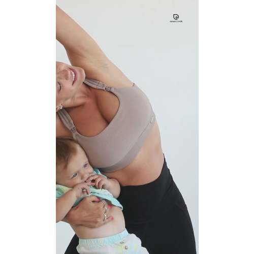 Chloé 4 Running Nursing & Pumping Sports Bra (Ribbed Chai) - Sweat and Milk – Sweat and Milk LLC