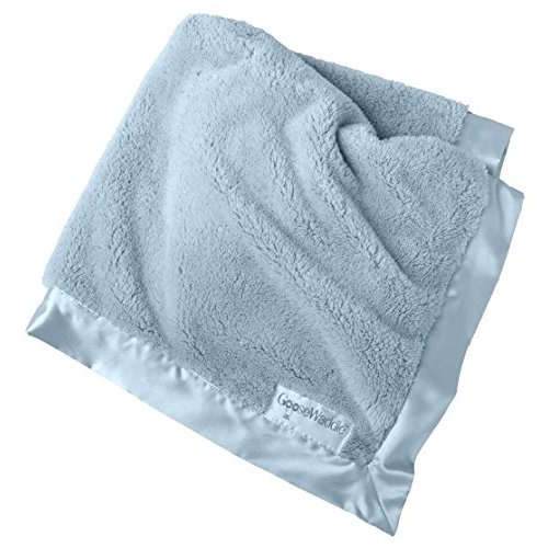 GooseWaddle Luxury Silky Smooth, Satin Trimmed Baby Blanket, 100% Polyester Machine Washable Blankie, Soothing Nursery or Crib Bedding for Boy (29x35 Inches) Blue