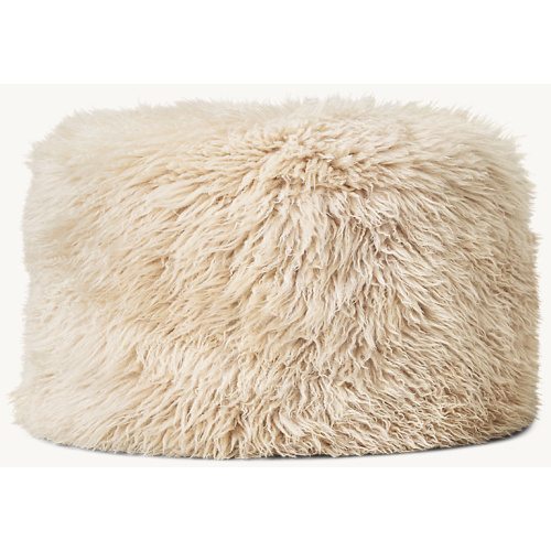 New Zealand Sheepskin Round Pouf - Ivory | RH TEEN