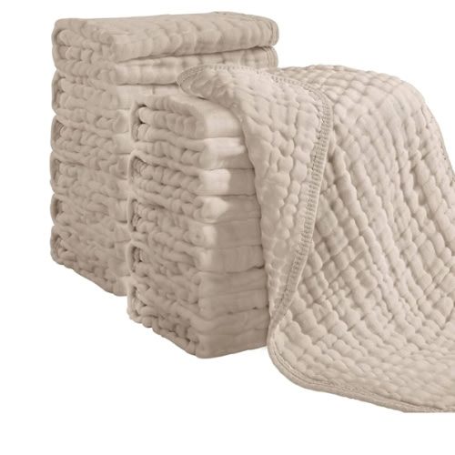 Looxii Muslin Burp Cloths 100% Cotton Muslin Cloths 12 Pack Large 20''x10'' Extra Soft and Absorbent Baby Burping Cloth for Boys and Girls (Apricot)