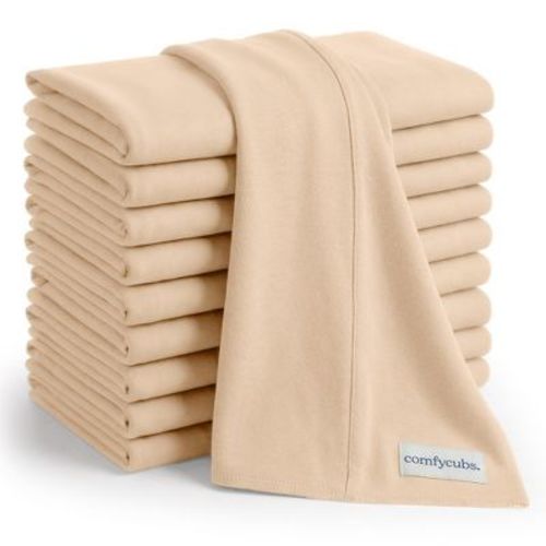 Comfy Cubs Baby Burp Cloths Set Pack of 10 - Large, 6-Layer, Ultra Absorbent Soft 100% Cotton for Infants - Cream