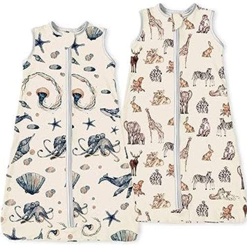 Baby Sleep Sack 2-Pack, Light & Soft Unisex-Baby Wearable Blanket, 2-Way Safe Zippers Sleepsack for Babies 0-3-6-12-18-24 Months 0.5 TOG