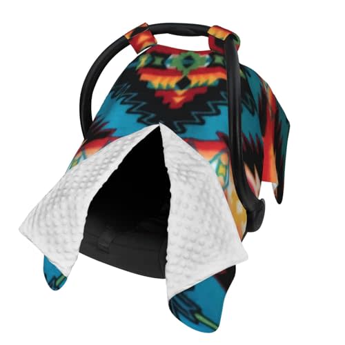 Southwestern Native American ​Baby Car Seat Cover & Nursing Cover - Breathable Stretch Fabric Multi-Use for Breastfeeding, Stroller Sunshade, Shopping Cart Cover​