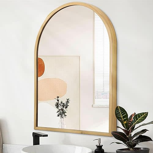 Arch Wall Mirror for Bathroom,Mirrors for Wall, Small 16"x12",Vanity Mirror for Bedroom Dresser, Entryway, Living Room, Aluminum Alloy Metal Frame