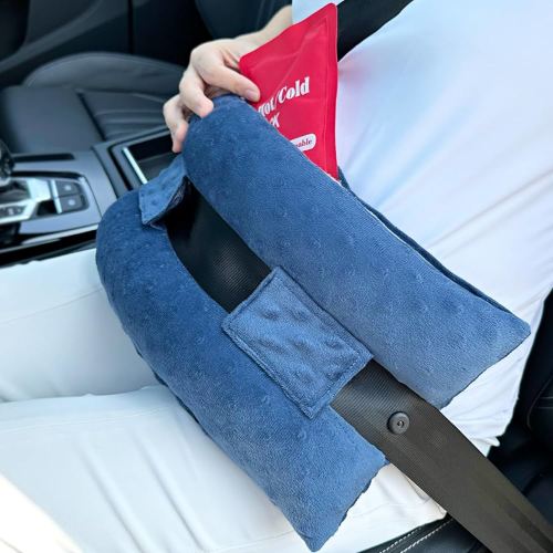 Hysterectomy Seatbelt Pillow Hysterectomy Recovery Must Haves Post Surgery Abdominal Pillows with Ice/Hot Pocket for Tummy Tuck C-Section Recovery Gifts Minky Dot Denim Blue