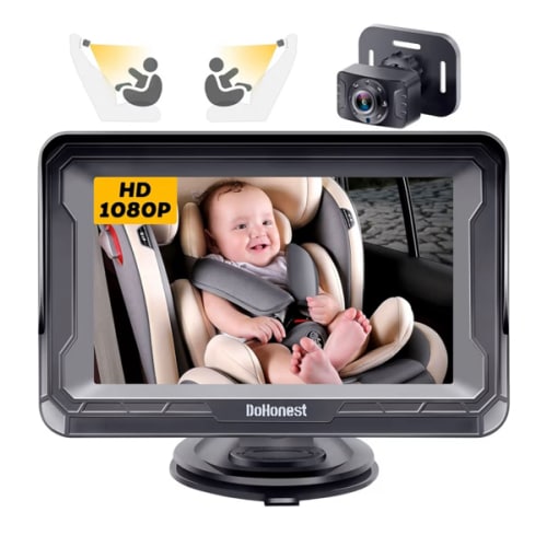 DoHonest Baby Car Camera HD 1080P - Rear-Facing Car Baby Monitor with Night Vision, Adjustable View Angle, Easy Setup, Anti-Glare Display, Safety for Kids & Infants