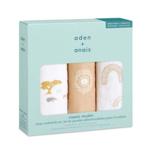 Keep Rising Cotton Muslin Washcloths 3pk | aden + anais