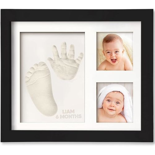 Baby Hand and Footprint Kit - Baby Footprint Kit, Baby Keepsake, Baby Shower Gifts for Mom, Baby Picture Frame for Baby Registry Boys, Girls, Personalized Baby Gifts, Mother's Day Gifts(Onyx Black)