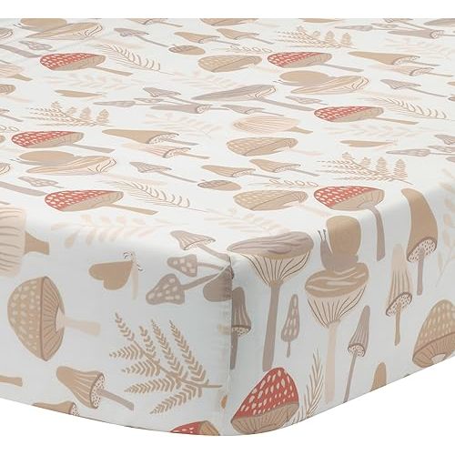 Lambs & Ivy Mushroom Meadow Organic Cotton Fitted Crib Sheet