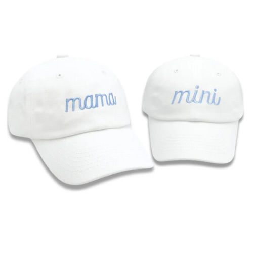 Mama & Mini Baseball Hat Set, White - Bits & Bows Mommy & Me Shop | Maisonette