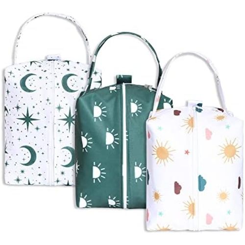 Lmbabter Wet Dry Bag 3PCS Diaper Organizer Bag Nappy Pouch Water- resistan Diaper Pod for Diaper Bag,Gym Bag,Travel Bag