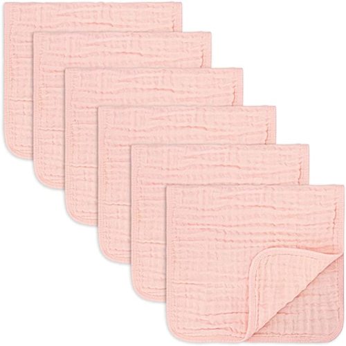Muslin Burp ClothsLarge 100% Cotton Hand Washcloths 6 Layers Extra Absorbent and Soft by Comfy Cubs, 6-Pack, 20" X10"