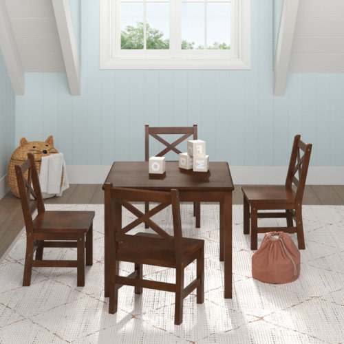 Buckley Kids 5 Piece Solid Wood Play Or Activity Table and Chair Set