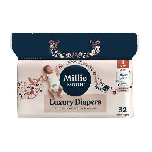 Millie Moon Luxury Diapers, Size 1, 32 Count