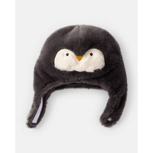 Baby Penguin Winter Trapper Hat - Black/White - Carter's | 3-9M