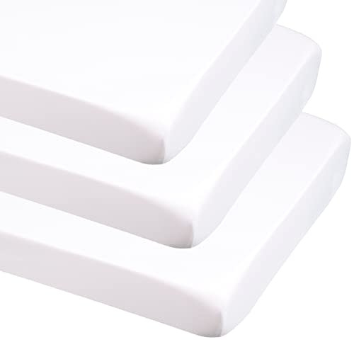CaSaJa 3-Pack Fitted Crib Sheets Set Neutral Unisex, Extra Soft Breathable 9" Deep Mattress Sheet for Standard Toddler Bed 28"x52", Cozy Washable Microfiber Nursery Sheets, White