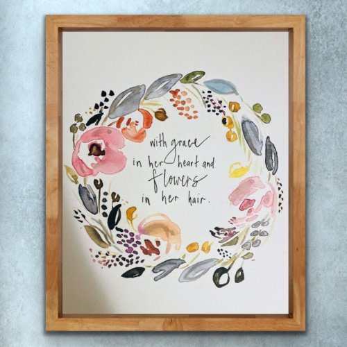 With Grace in Her Heart and Flowers in Her Hair Watercolour - Etsy